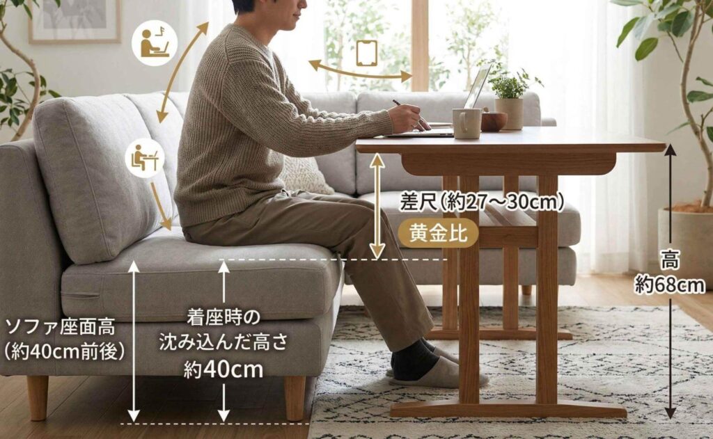 ソファとダイニングテーブルの「高さ」の基本！失敗しないための黄金比とは？